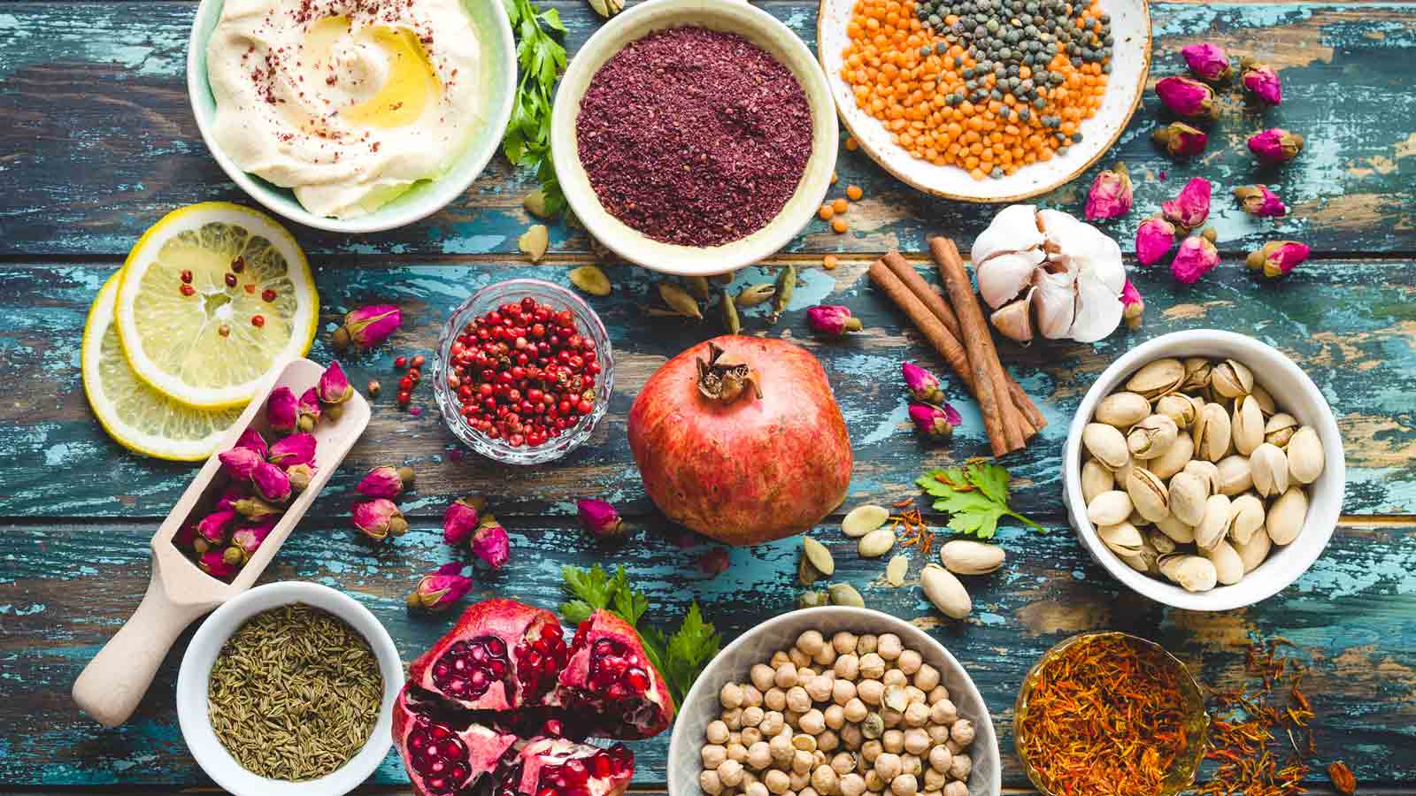 assortment of dips and spices