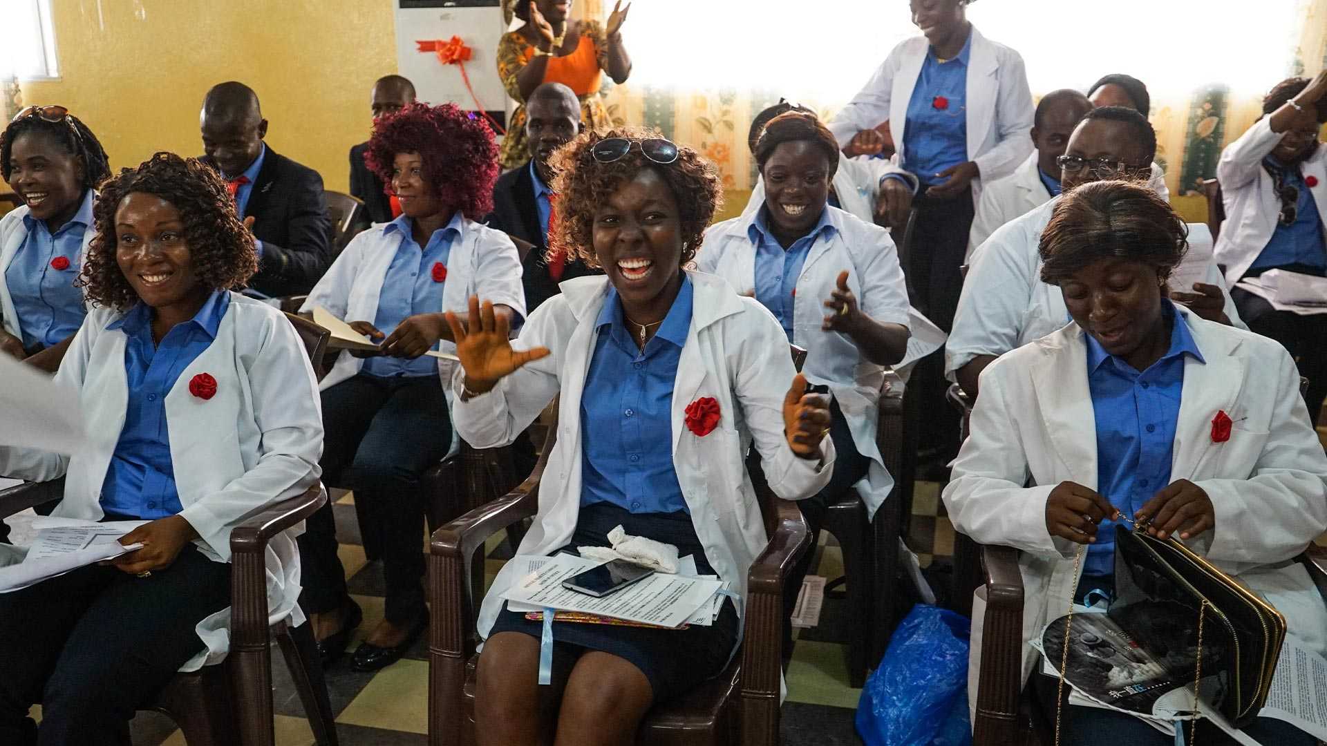 A group of mental health clinicians attending a training by the Carter Center in Liberia